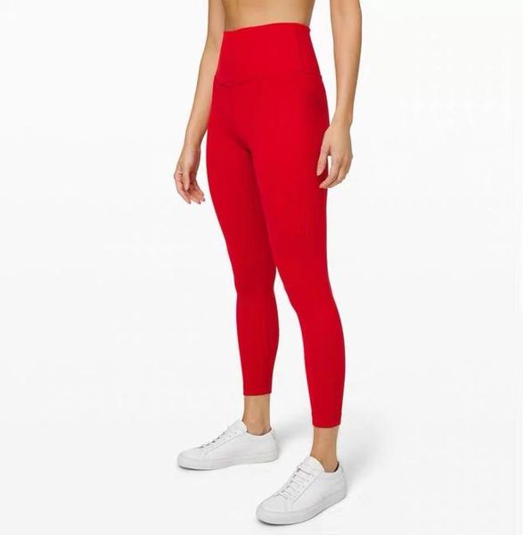 

32 lulemon solid color women yoga pants high waist sports gym wear leggings9678496, White;red