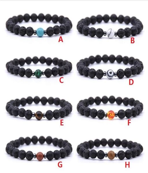 

hematite natural black lava stone beads strand elastic bracelet essential oil diffuser bracelets volcanic rock beaded hand strings8526868