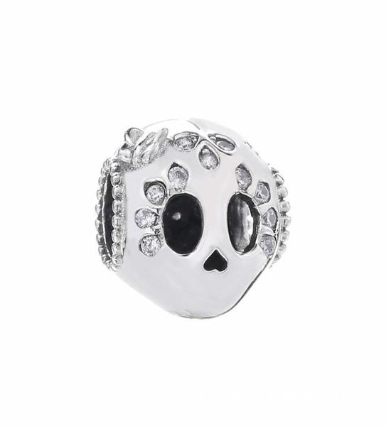 

2019 summer 925 sterling silver sparkling skull charm bead for european jewelry charm bracelets1716790, Black