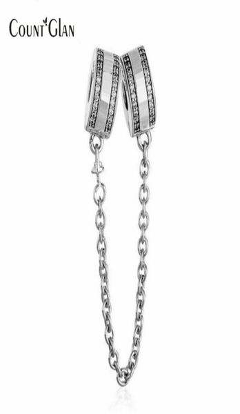 

fit bracelets 925 sterling silver clear cz brand logo clip safety chain charms beads for jewelry making diy accessories8774439, Bronze;silver