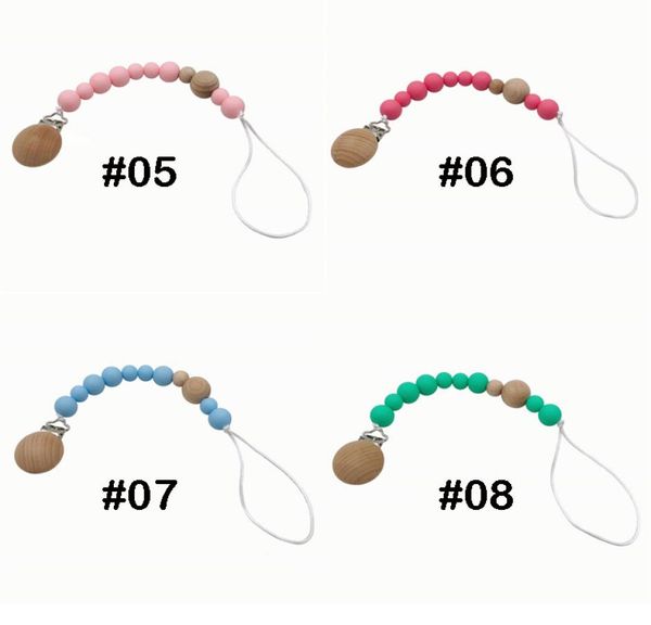 

8 colors baby pacifier clips cartoon silica gel pacifier soother holder beaded clip chain nipples teether strap chain ujj1854480768
