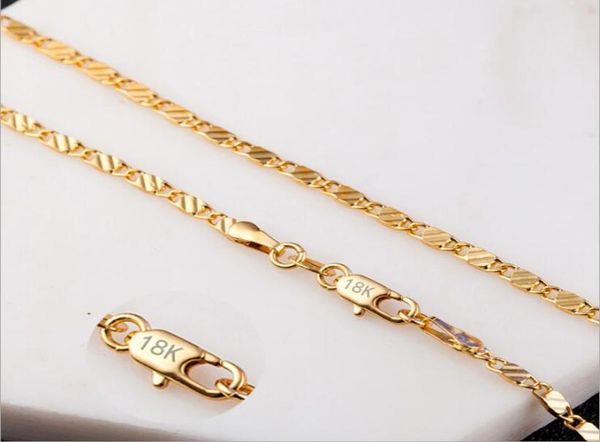 

smtcat 2mm slim women men 585 gold color necklace colar de ouro link chains 16quot 18quot 20quot 22quot 24quot factory j5138577, Silver