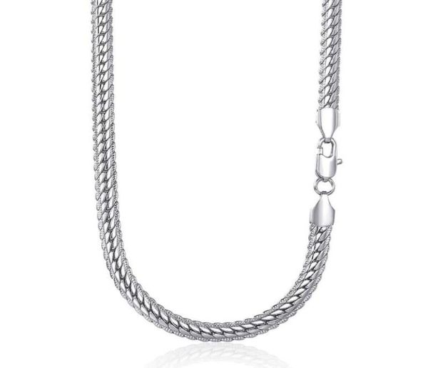 

6mm womens mens necklace chain hammered close rombo link curb cuban white gold filled gf fashion jewelry accessories dgn337 chains9624235, Silver