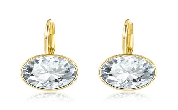

gold color bella earrings for women white crystal from austria fashion stud earrings wedding party jewelry gift8383450, Golden;silver