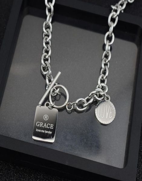 

hiphop square round card chain necklace stainless steel short necklace for men women rock rapper charm collar chain jewelry stree7607839, Silver