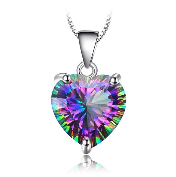 

beautiful rainbow mystic z heart pendant in solid 925 silver plated womens necklace engagemant wedding jewelry gift3230941