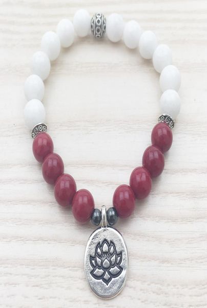 

sn1102 rose jade women bracelet white jade bracelet tierra cast lotus charm yoga meditation mala beaded jade bracelet gifts for he9998937, Black