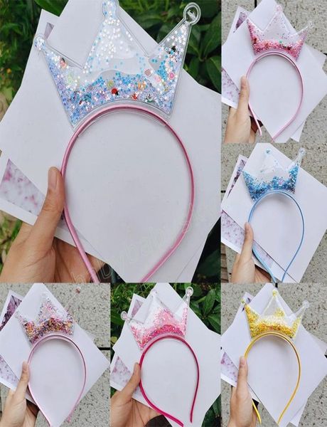 

cartoon crown headbands for children kids transparent plastic sequin hairbands bezel hair hoop girl hair accessories8858557, Slivery;white