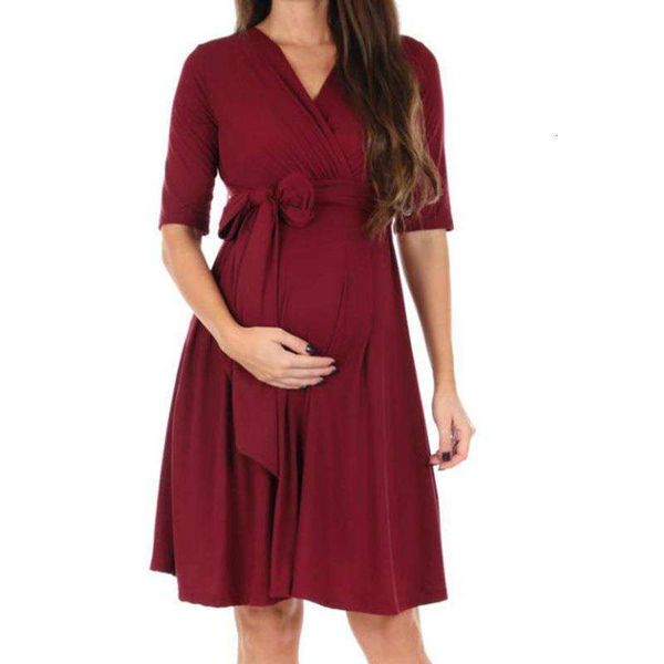 

womens solid color stitching nursing wear pregnant dress, Black;gray