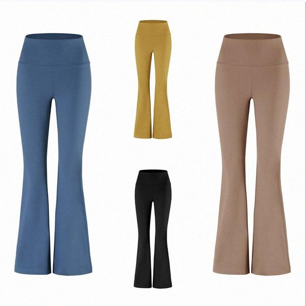 

designer scuba yoga pants nude sports shaping high waist tight flared fitness loose sportswear women gym sportswear nine point flared pant l