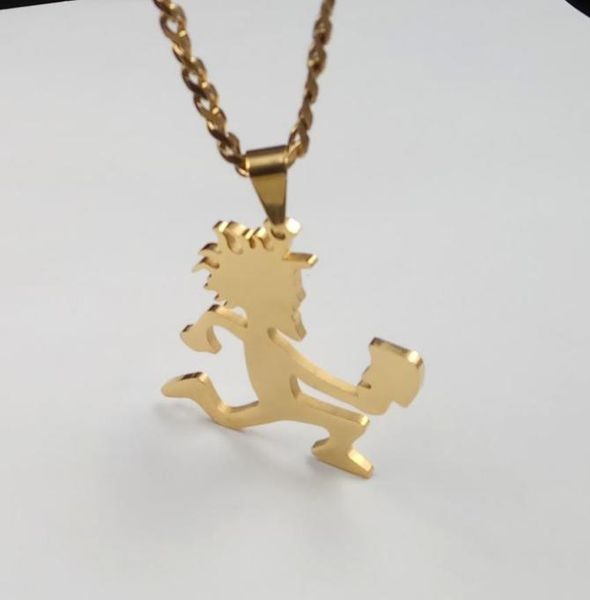 

2039039 large gold hatchetman pendant charms stainless steel icp juggalo charm mens necklace curb chain 1832 inch9752713, Silver