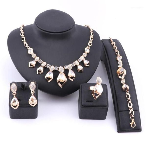 

earrings necklace women fashion wedding crystal dubai bridal ethiopian turkish costume bracelet earring ring jewellery set7164051, Silver