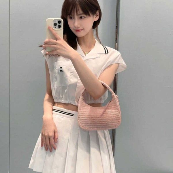 

23 new womens set designer skirt set college style suit age reduction high-end white shirt pleated skirt summer women two pieces