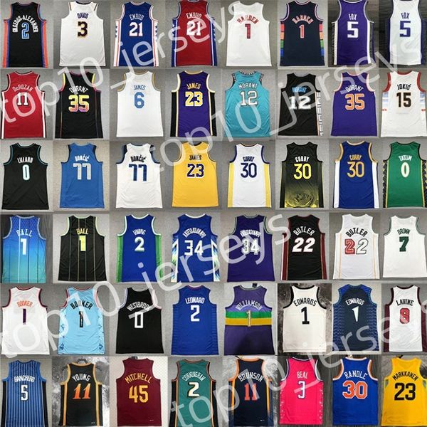 

city basketball stephen curry jersey giannis antetokounmpo kevin durant ja morant jimmy butler jayson tatum devin booker lamelo ball jalen b, Black;red