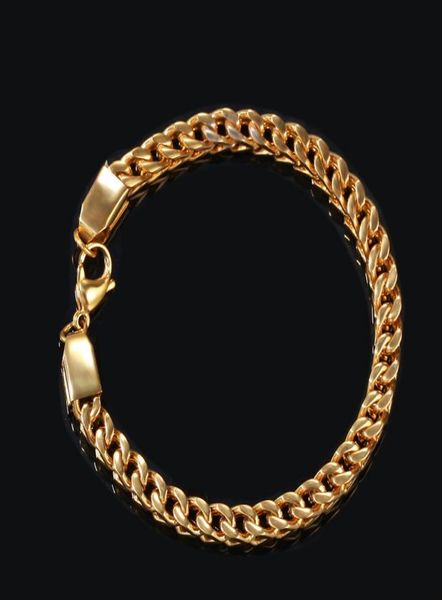 

mens gold bracelets hip hop jeweley gold silver plated cuban link 316l stainless steel mens bracelets3527362, Black