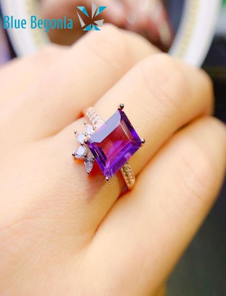 

natural brazilian amethyst ring 925 sterling silver fine jewelry for women anniversary gift1318910, Slivery;golden