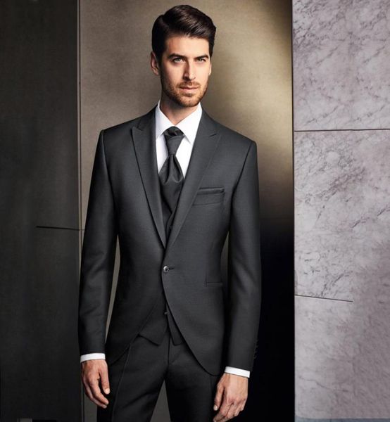 

vintage italian black men suits groom wedding suits peaked lapel classic men blazer jacket pants vest 3piece male tuxedo terno mas2331507, Black;gray