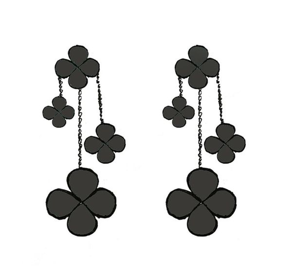 

women gilrs dangle chandelier earrings clover fourleaf 4 flowers motherofpearl designer jewelry sterling silver 928683