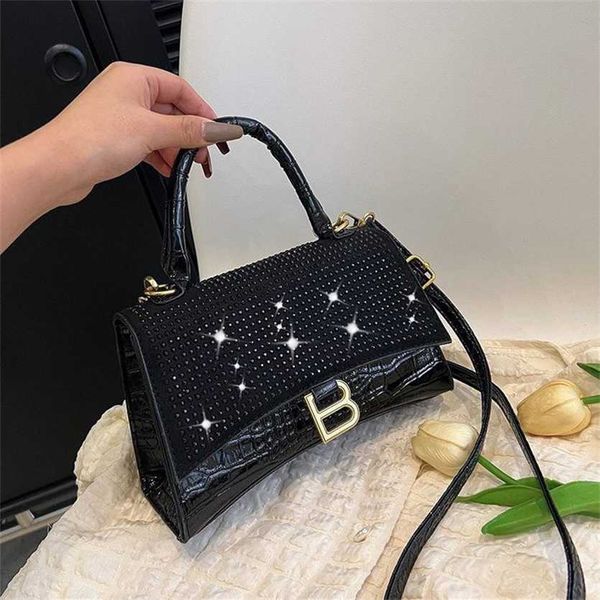 

30% off designer 2023 classic stone hourglass fashionable diamond crocodile pattern b-line handbag single shoulder crossbody moon women&#039