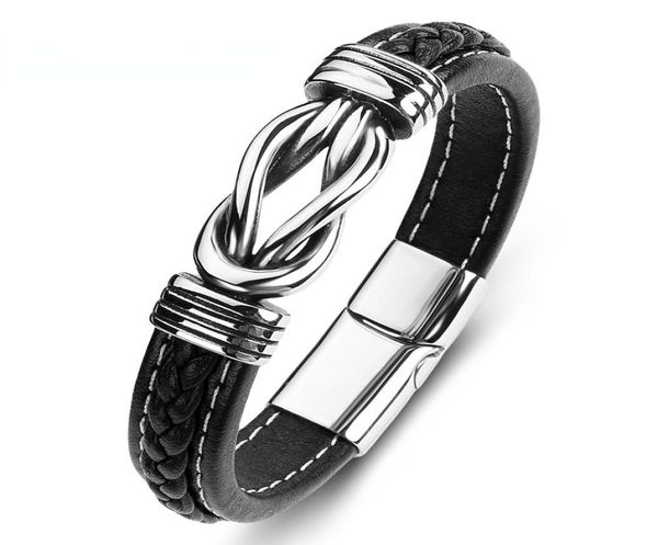 

european and american bracelet titanium steel punk men039s leather bracelet bracelet9085378, Black