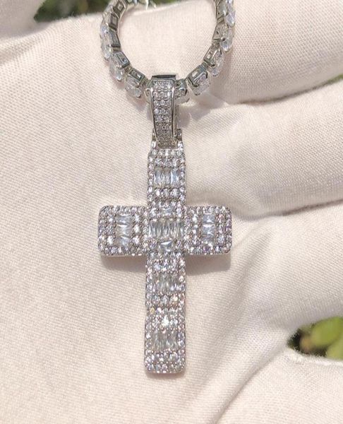 

pendant necklaces hip hop bling zircon jesus cross necklace gold color chain for women men gothic jewlery accessories5946687, Silver