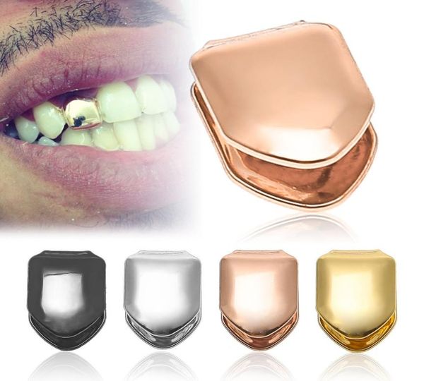 

whole punk hip hop gold silver rose black single tooth cap rapper copper teeth grills tooth braces body designer jewelr8572830