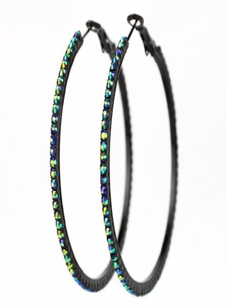 

new fashion large hoop earrings ab colorful diamond beads 70mm4650525, Golden;silver