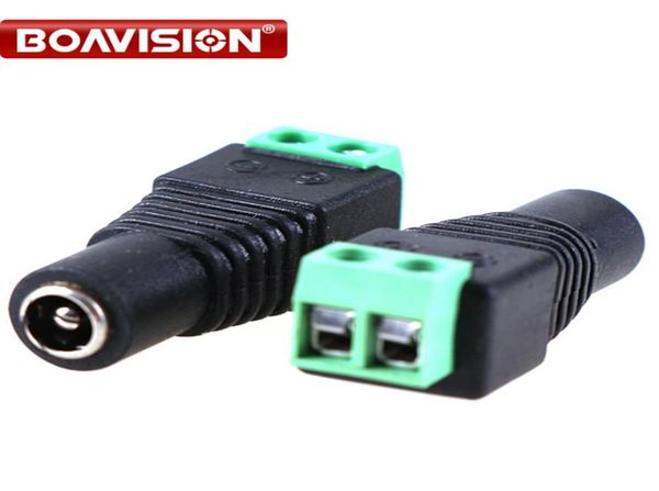 

100pcslot female dc connector 55 dc power cctv utp power plug adapter cable female camera bnc connector9665415