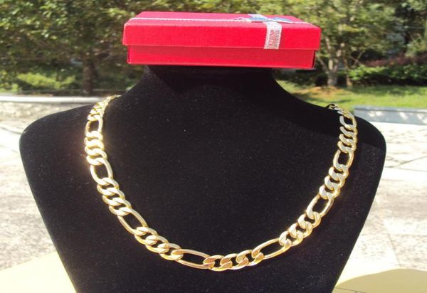 

18k solid gold plated authentic finish 18k stamped 10mm fine figaro chain necklace men039s made in 600mm6047971, Silver