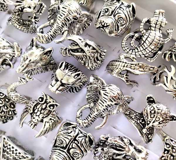 

whole mix band animal silver punk ring mens rocker alloy rings vintage jewelry random6089990