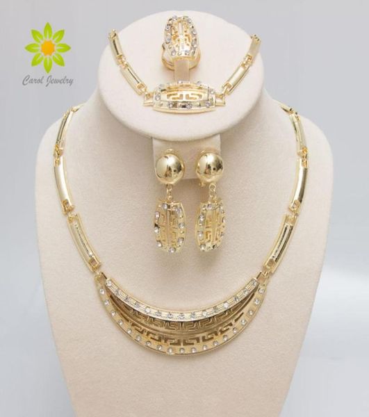 

lm0010 new fashion 18k gold plated european and american women wedding earrings necklaces african jewelry sets1248736, Slivery;golden