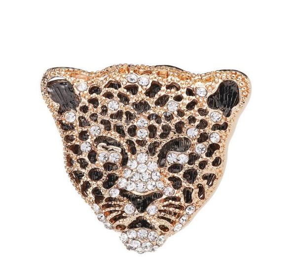 

fashion full rhinestone leopard head brooch pins elegant men and women crystal animal brooches jewelry good gifts1908083, Gray