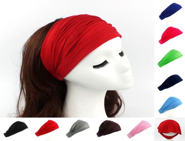 

pure color headbands women girl yoga sports walking hairbands elastic wide head wrap fashion hair accessories8080820, Silver