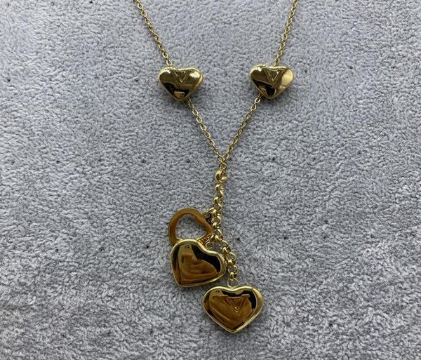 

engraving letter double heart earrings necklace charming hollow stainless steel jewelry designer flower pendant class4206047, Black