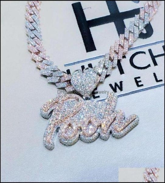 

hip hop iced out jewelry cuban link diamond letter custom necklace women drop delivery 2021 pendant necklaces pendants ahsag7605780, Silver