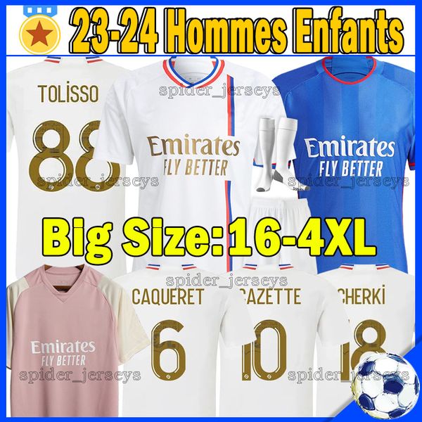 

xxxl 4xl 22/23 maillot lyon soccer jerseys 2023 2024 ol digital fourth shirts boateng tolisso caqueret cherki lepenant men kids kits equipme, Black;yellow