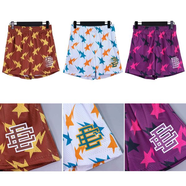 

trendy casual sports ee shorts for men's summer loose fitting american mesh breathable capris large beach shorts, White;black