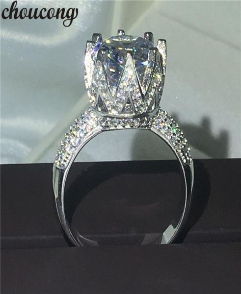 

choucong round cut 11mm diamonique 8ct diamond 925 sterling silver engagement wedding band ring for women sz 5101631494, Slivery;golden