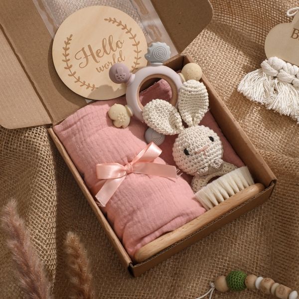 

gift sets hello baby gift for borns wooden milestone card baby accessories for babies comb handbell bpa feerteether bath set birth gift 2307