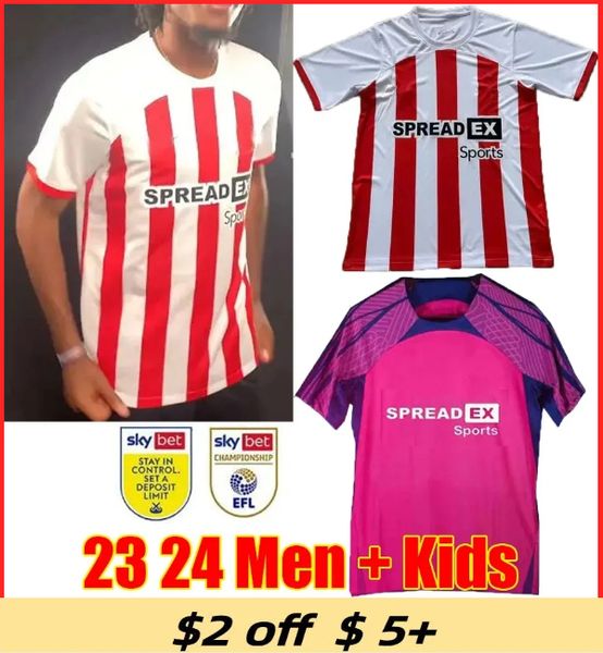 

23 24 SUNDERLAND Home Soccer Jerseys STEWART SIMMS ROBERTS AMAD CLARKE DAJAKU EMBLETON EVANS O'NIEN Football Shirt PRITCHARD Mens Kids Kit, 23 24 home adult