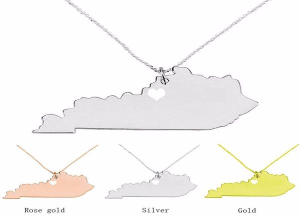 

us kentucky stainless steel map pendant necklace jewelry012334372, Silver
