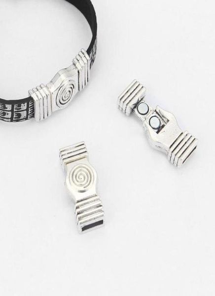 

12 set antique silver swirl strong magnetic clasp for 5mm 10mm flat leather cord jewelry accessories findings5888874, White;red