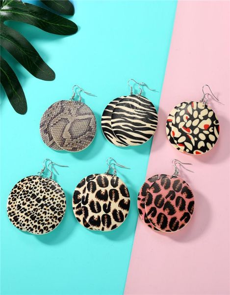 

exaggerated leopard print round earrings wooden earring retro ear hook wood earrings5896596, Silver