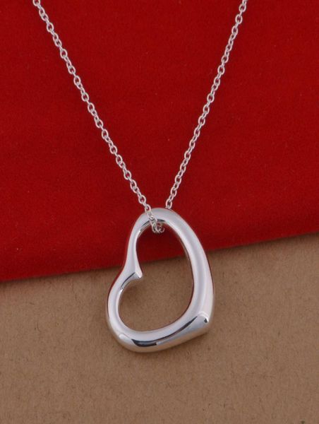 

new valentine039s day gift romantic lovely inlaid stone heart pendant necklace fashion 925 sterling silver plated jewelry1227289