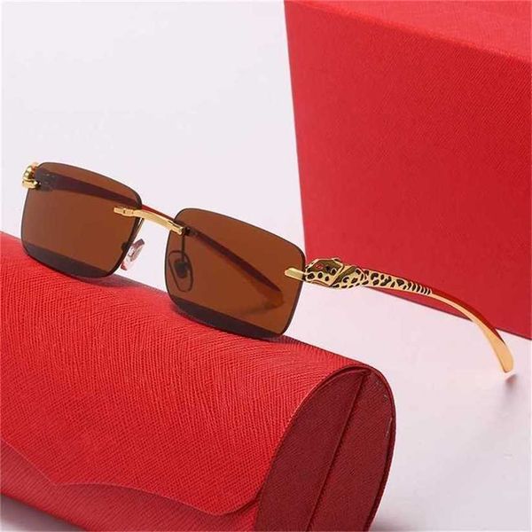 

sunglasses 2023 designer new leopard head men's frameless small box paint legs personalized street sunglasseskajia new, White;black
