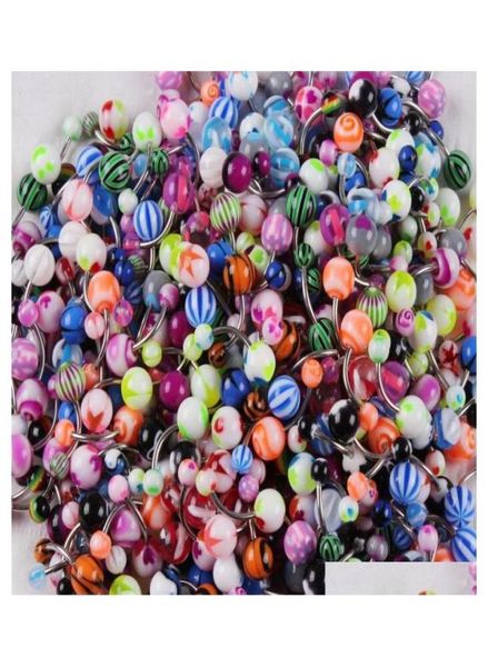 

100pcslot body jewelry piercing eyebrow navel belly tongue lip bar rings color e3kvp9097925, Silver