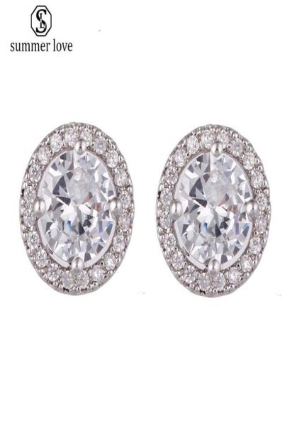 

new arrival 10mm cube zirconia round stud earring for women girl fashion gold plated antiallergy pin earring jewelry gift6222334, Golden;silver