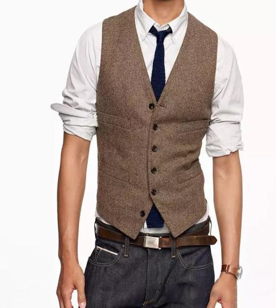 

vintage brown men wedding vest wool material herringbone british style custom made men039s trim fit blazer wedding suits for me5464290, Black
