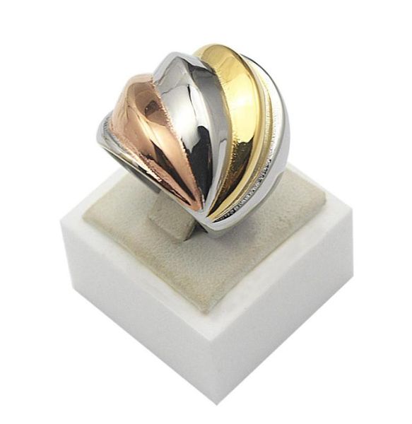 

stainless steel 3 color rings women jewelry golden silver rose golden unique rings women size 6 7 8 94388111