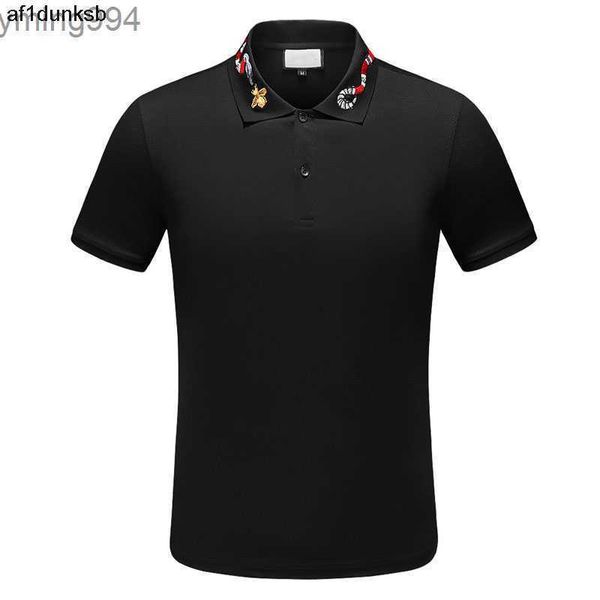 

print casual snake ggity men luxury polo luxury polo t shirt designer bee letter polo embroidery fashion shirts high street mens lapel neck, Black;brown